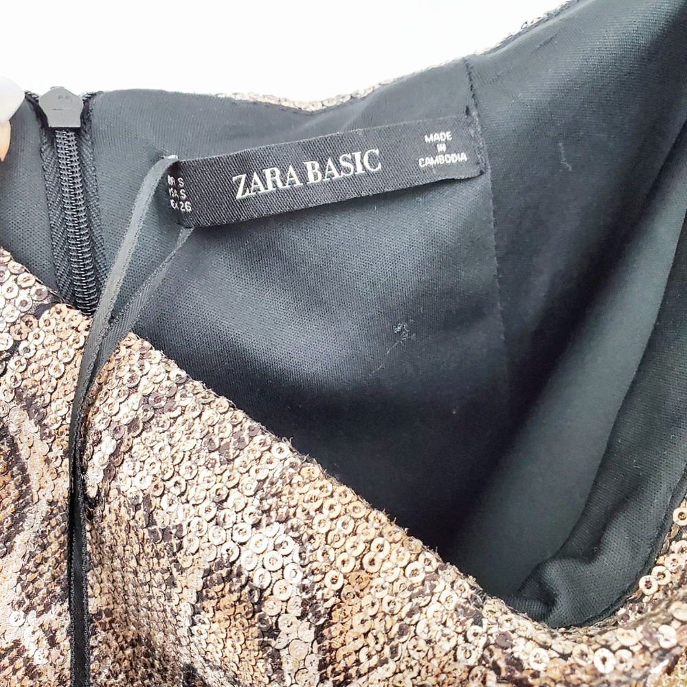ZARA Sequin Snake Print Ruched Mini Skirt NWT - Picture 6 of 7